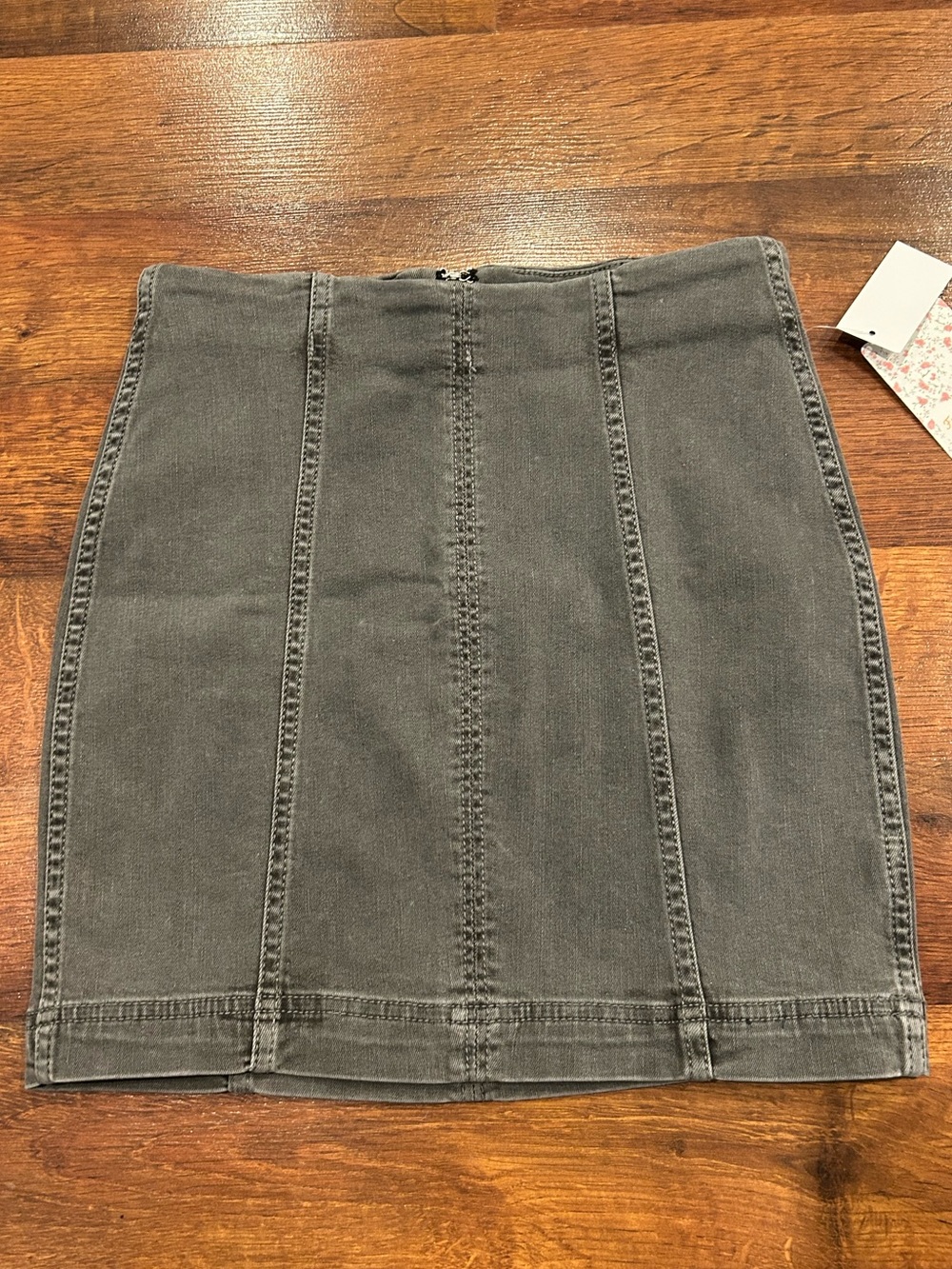 NWT Free People Modern Femme Gray Stretchy Denim Mini Skirt Womens Size 2